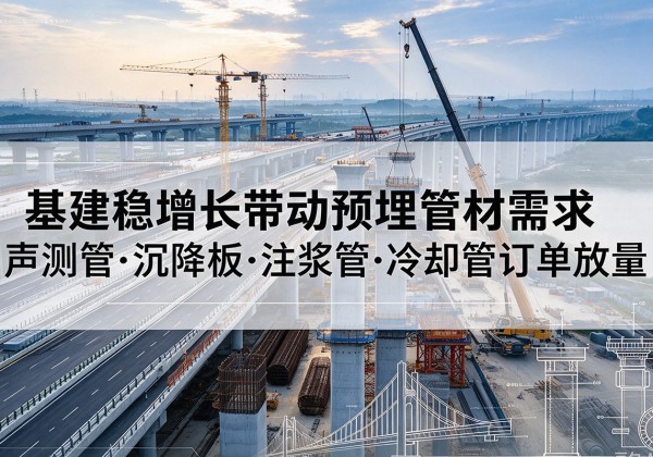 可克达拉基建稳增长带动预埋监测管材需求，声测管、沉降板、注浆管订单持续放量